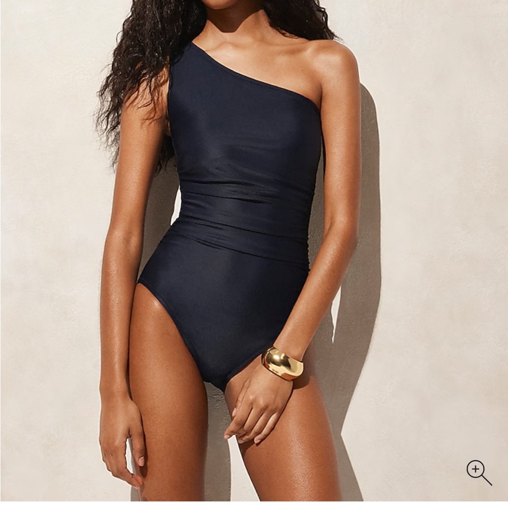 J. Crew Ruched One-Shoulder Black Swimsuit NWT